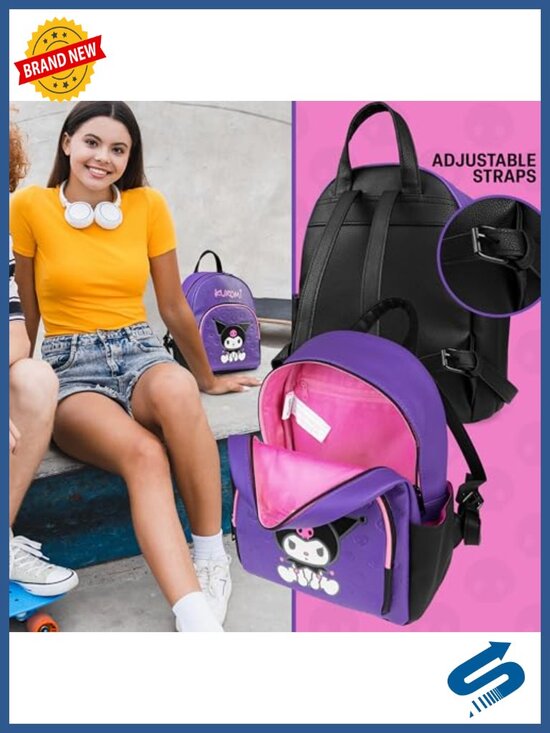 Faux Leather Daypack Backpack Adjustable Straps for Teens Women main image 4